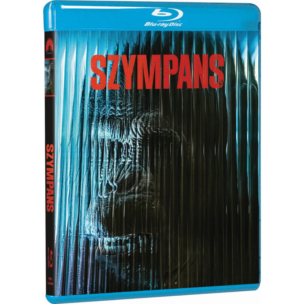 okładka płyty dvd, szczerzący się pysk szympansa za szklaną prążkowaną powierzchnią