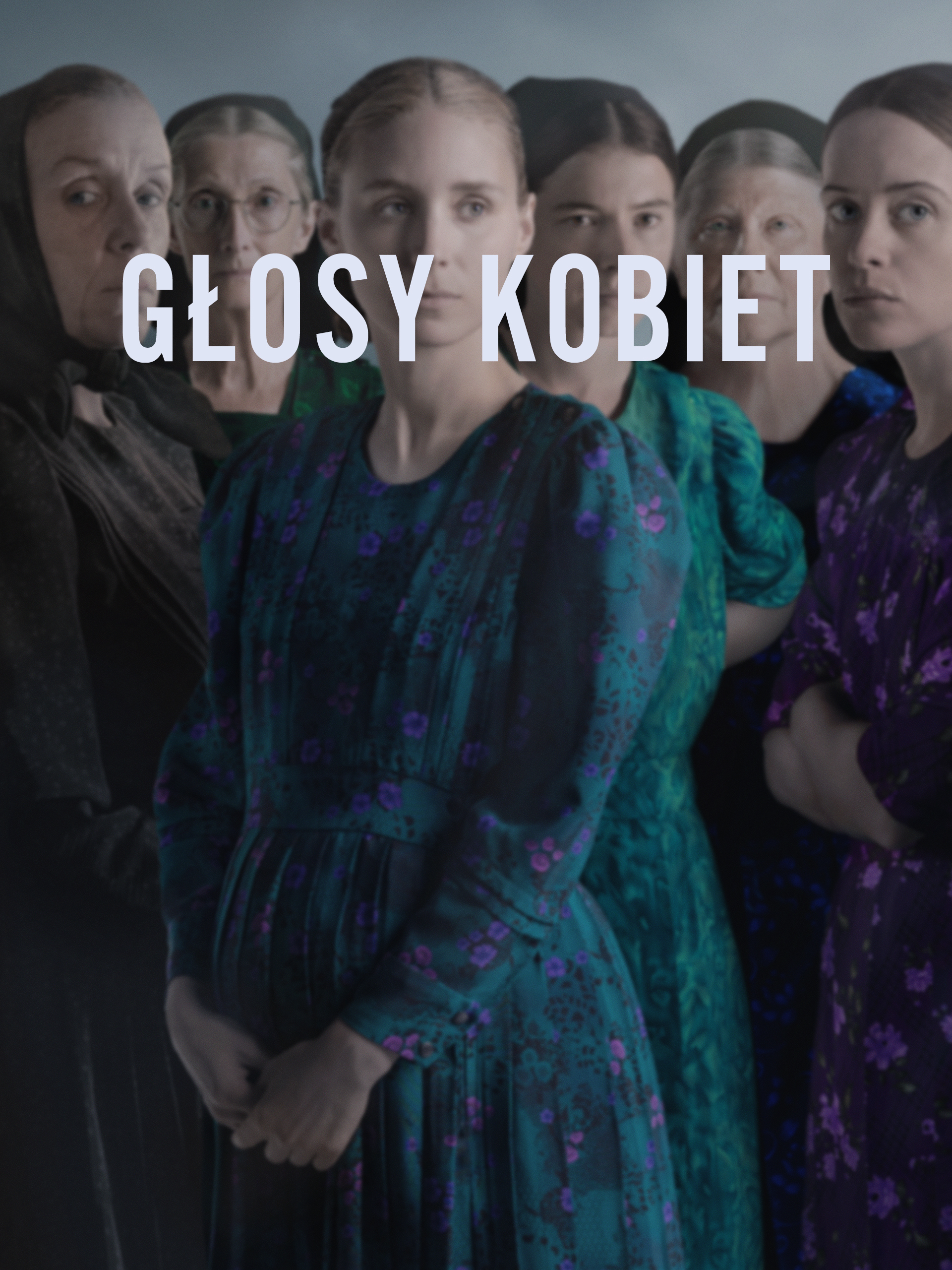 okładka płyty dvd grupa kobiet w różnym wieku, z gładko zaczesanymi włosami i sukienkach, patrzą smutnie